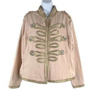 Boston Proper Military Jacket Womens XL Bejeweled Rhinestone‎ Cotton NWT CJ-2059